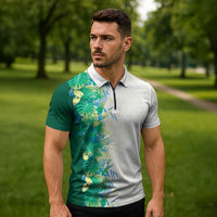 Hawaii Tropical Plant Omaomao Zipper Polo Shirt Vibrant Polynesian Pattern LT01 - Polynesian Pride
