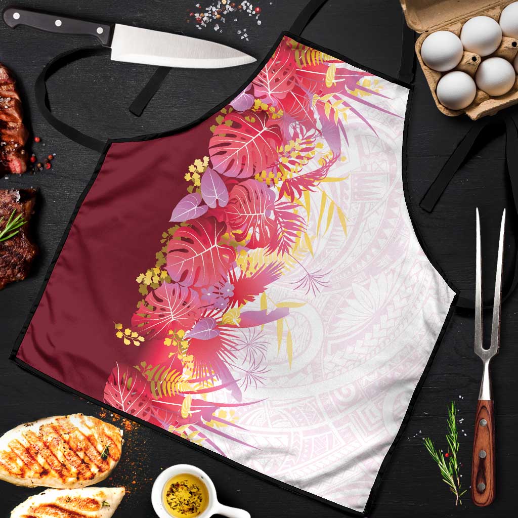 Hawaii Tropical Plant Akala Apron Vibrant Polynesian Pattern LT01 Pink - Polynesian Pride