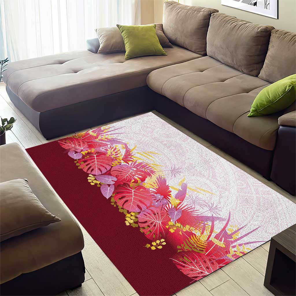 Hawaii Tropical Plant Akala Area Rug Vibrant Polynesian Pattern LT01 - Polynesian Pride