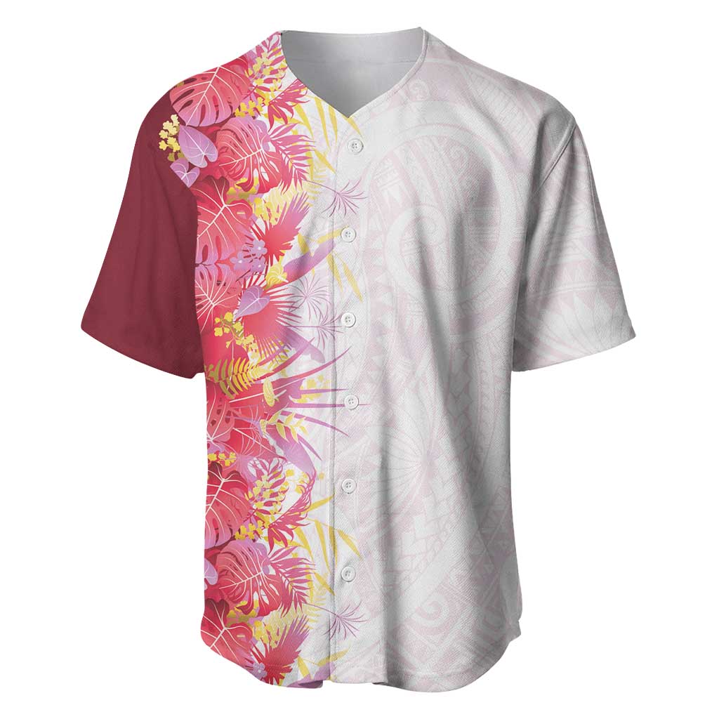 Hawaii Tropical Plant Akala Baseball Jersey Vibrant Polynesian Pattern LT01 Pink - Polynesian Pride