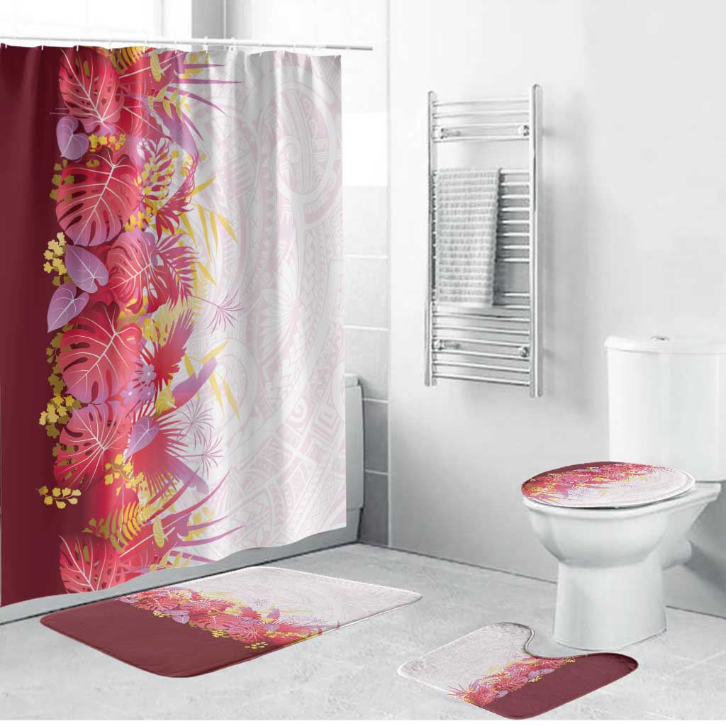 Hawaii Tropical Plant Akala Bathroom Set Vibrant Polynesian Pattern LT01 Bathroom Set (4 pcs) Pink - Polynesian Pride