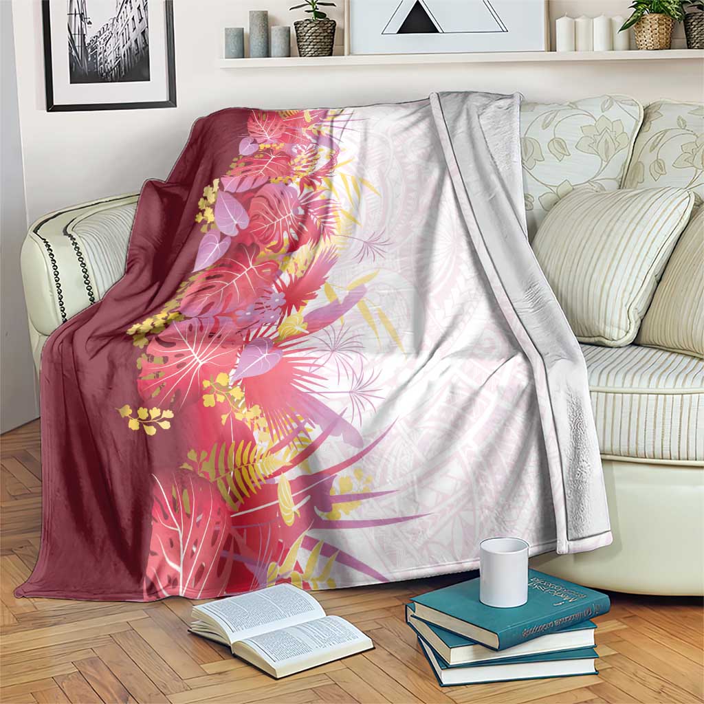 Hawaii Tropical Plant Akala Blanket Vibrant Polynesian Pattern LT01 Pink - Polynesian Pride