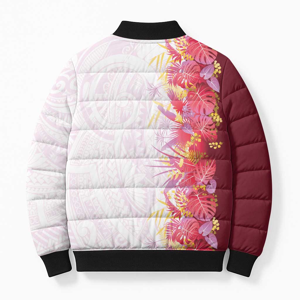Hawaii Tropical Plant Akala Bomber Puffer Jacket Vibrant Polynesian Pattern LT01 - Polynesian Pride