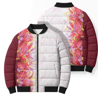 Hawaii Tropical Plant Akala Bomber Puffer Jacket Vibrant Polynesian Pattern LT01 - Polynesian Pride