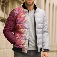 Hawaii Tropical Plant Akala Bomber Puffer Jacket Vibrant Polynesian Pattern LT01 - Polynesian Pride