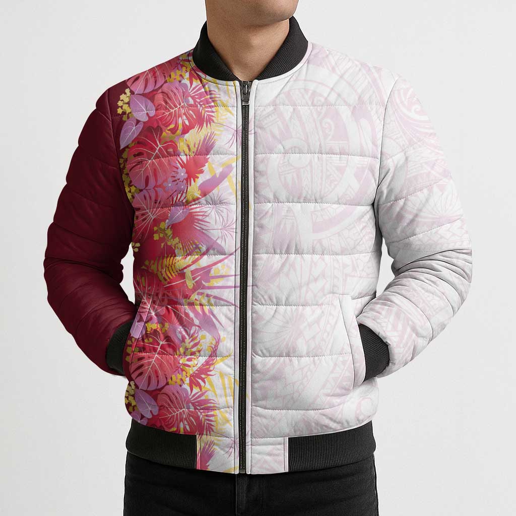 Hawaii Tropical Plant Akala Bomber Puffer Jacket Vibrant Polynesian Pattern LT01 - Polynesian Pride