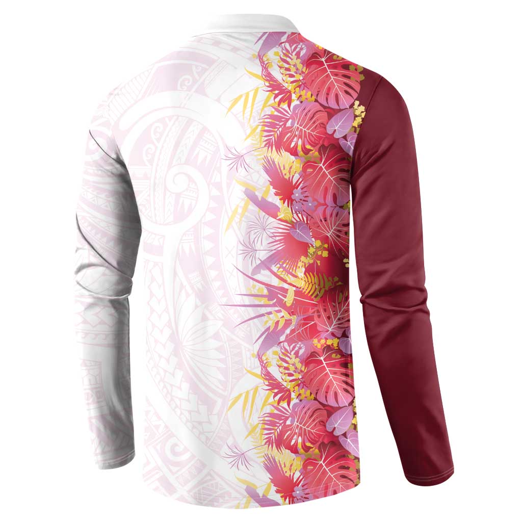 Hawaii Tropical Plant Akala Button Sweatshirt Vibrant Polynesian Pattern LT01 - Polynesian Pride