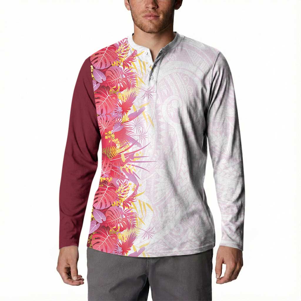 Hawaii Tropical Plant Akala Button Sweatshirt Vibrant Polynesian Pattern LT01 - Polynesian Pride