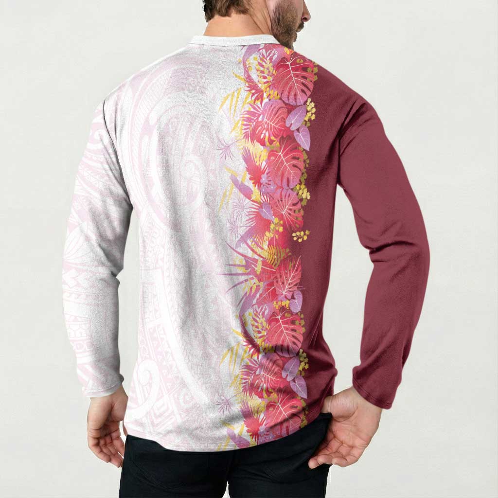 Hawaii Tropical Plant Akala Button Sweatshirt Vibrant Polynesian Pattern LT01 - Polynesian Pride