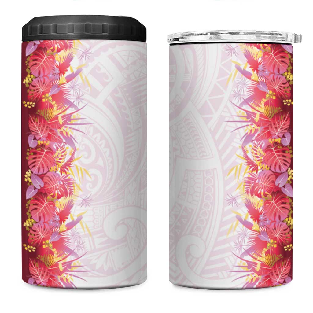 Hawaii Tropical Plant Akala 4 in 1 Can Cooler Tumbler Vibrant Polynesian Pattern LT01 One Size: 16 oz Pink - Polynesian Pride