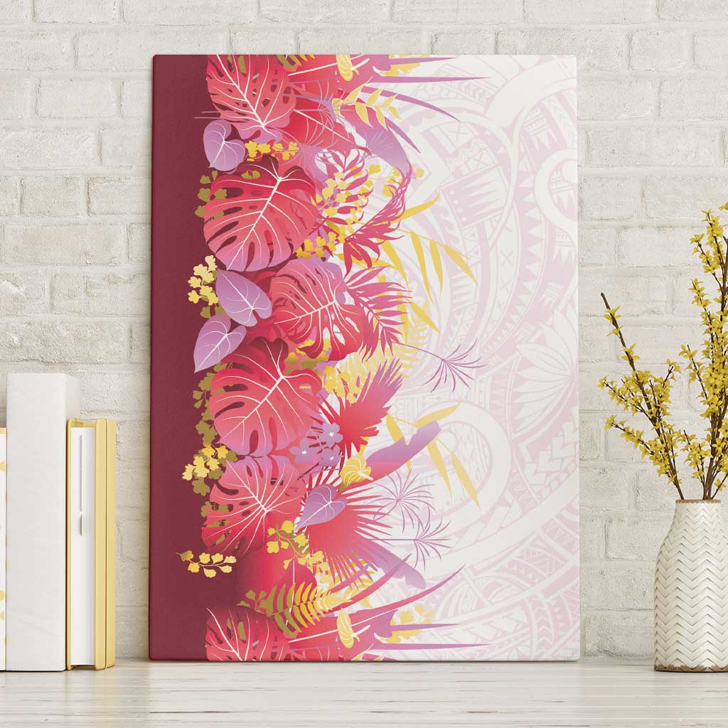 Hawaii Tropical Plant Akala Canvas Wall Art Vibrant Polynesian Pattern LT01 Without Frame Pink - Polynesian Pride
