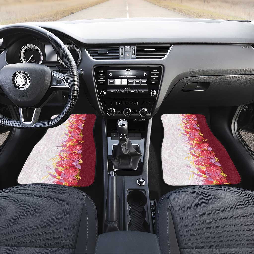 Hawaii Tropical Plant Akala Car Mats Vibrant Polynesian Pattern LT01 Set 2pcs - Front Pink - Polynesian Pride