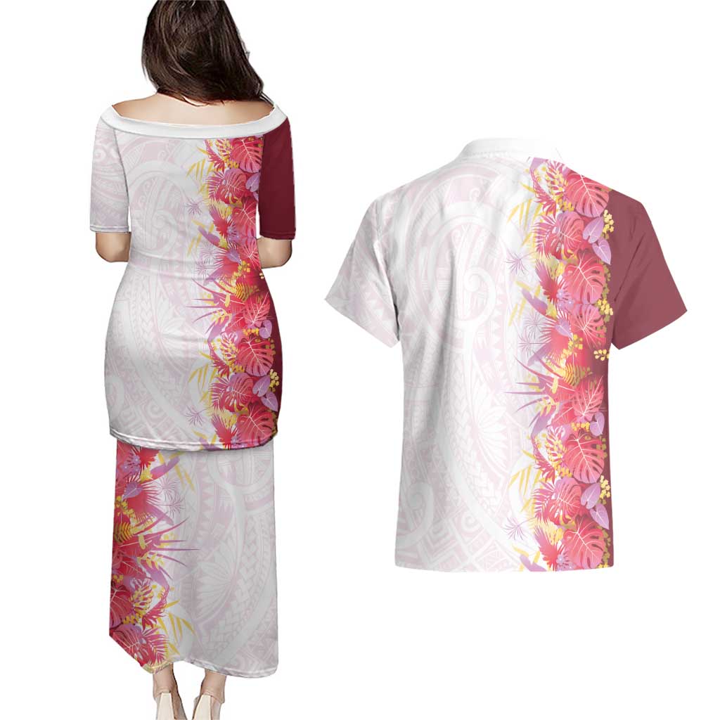 Hawaii Tropical Plant Akala Couples Matching Puletasi and Hawaiian Shirt Vibrant Polynesian Pattern LT01 - Polynesian Pride