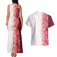 Hawaii Tropical Plant Akala Couples Matching Tank Maxi Dress and Hawaiian Shirt Vibrant Polynesian Pattern LT01 - Polynesian Pride