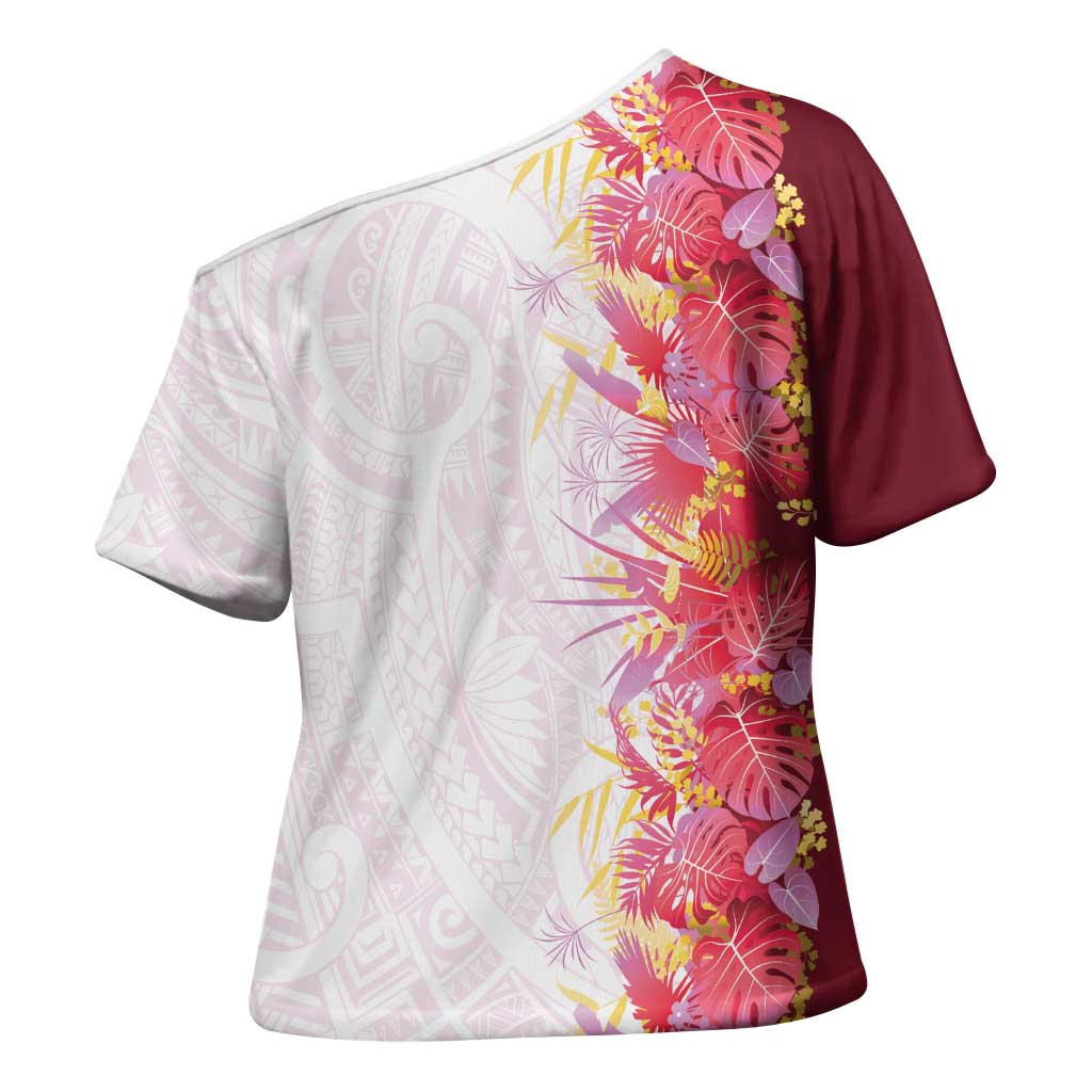 Hawaii Tropical Plant Akala Cross Shoulder Shirt Vibrant Polynesian Pattern LT01 - Polynesian Pride