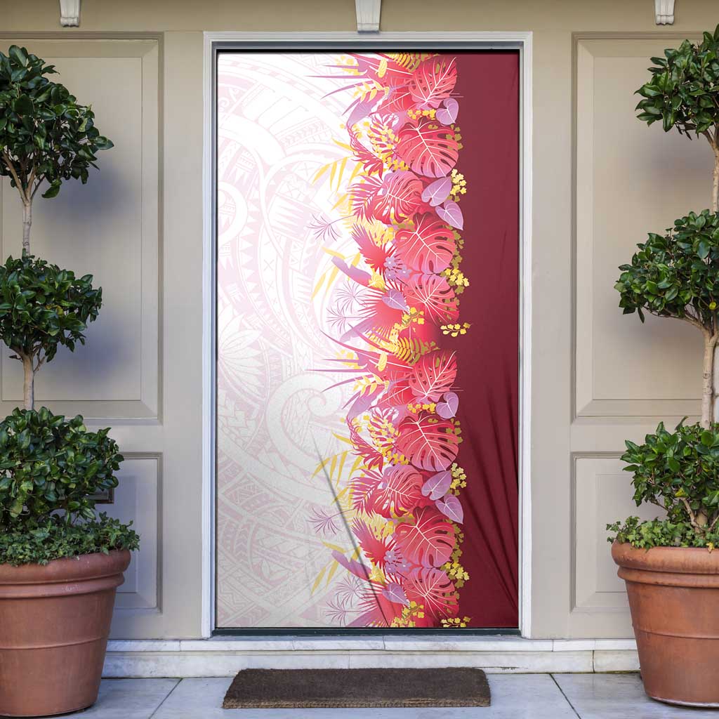 Hawaii Tropical Plant Akala Door Cover Vibrant Polynesian Pattern LT01 Pink - Polynesian Pride