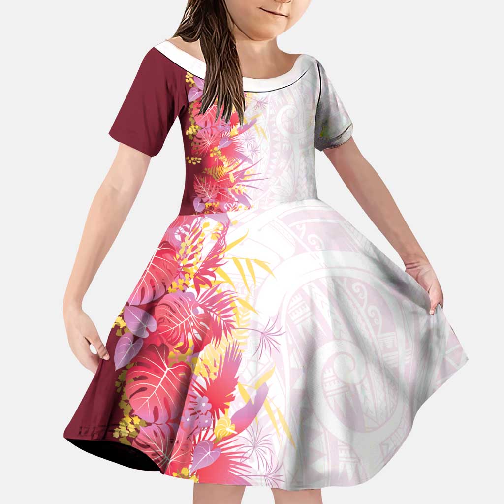 Hawaii Tropical Plant Akala Family Matching Long Sleeve Bodycon Dress and Hawaiian Shirt Vibrant Polynesian Pattern