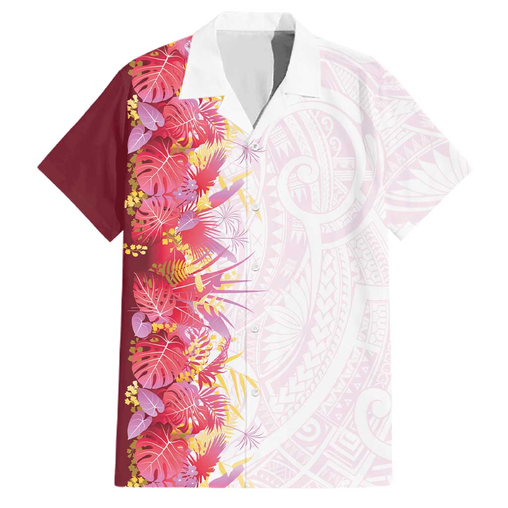 Hawaii Tropical Plant Akala Family Matching Long Sleeve Bodycon Dress and Hawaiian Shirt Vibrant Polynesian Pattern