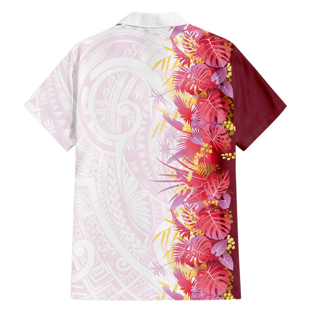 Hawaii Tropical Plant Akala Family Matching Long Sleeve Bodycon Dress and Hawaiian Shirt Vibrant Polynesian Pattern