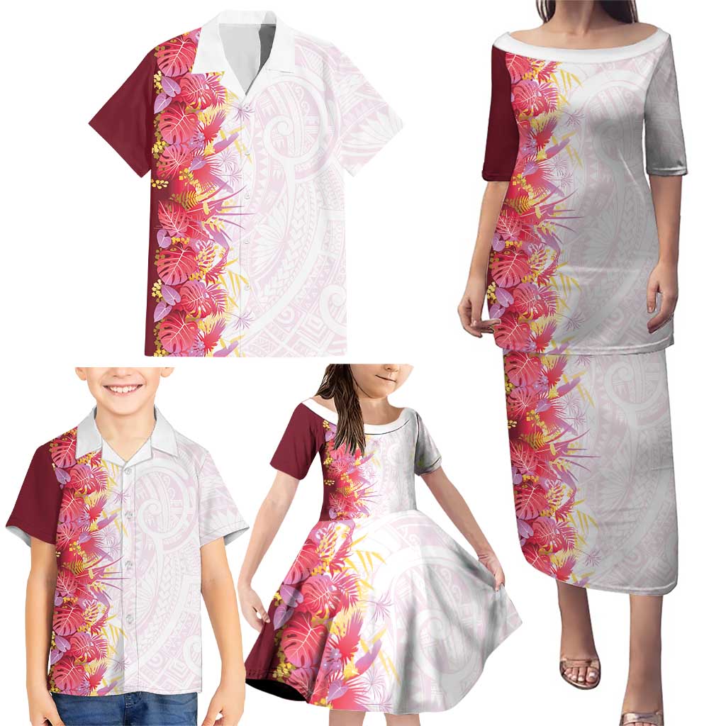 Hawaii Tropical Plant Akala Family Matching Puletasi and Hawaiian Shirt Vibrant Polynesian Pattern LT01 - Polynesian Pride