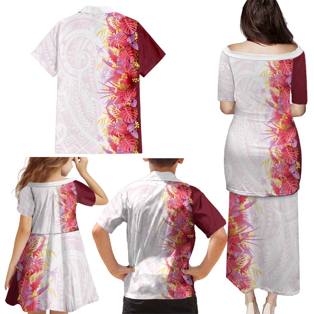 Hawaii Tropical Plant Akala Family Matching Puletasi and Hawaiian Shirt Vibrant Polynesian Pattern LT01 - Polynesian Pride