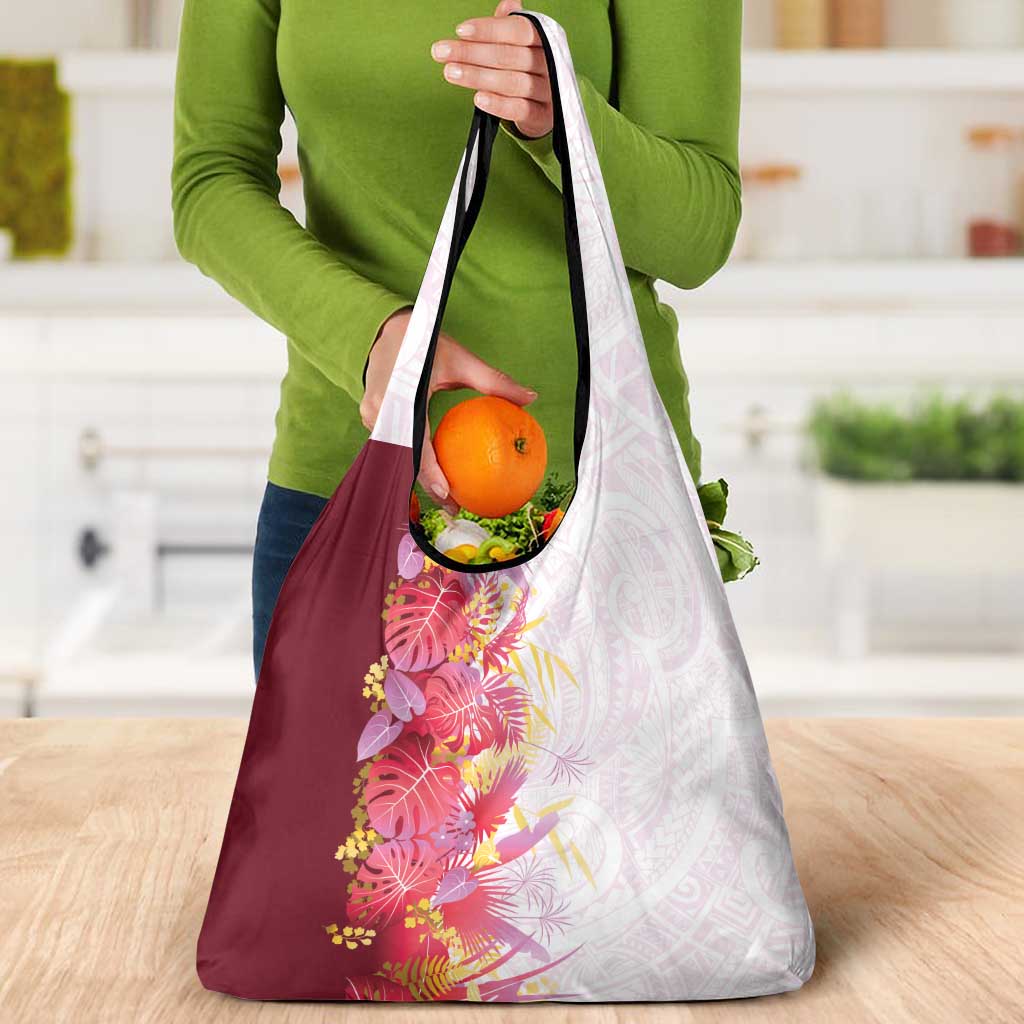 Hawaii Tropical Plant Akala Grocery Bag Vibrant Polynesian Pattern LT01 - Polynesian Pride
