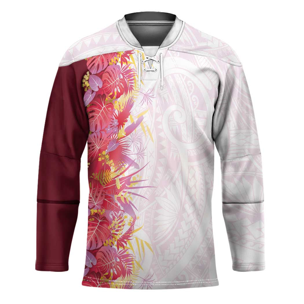 Hawaii Tropical Plant Akala Hockey Jersey Vibrant Polynesian Pattern LT01 Unisex Pink - Polynesian Pride