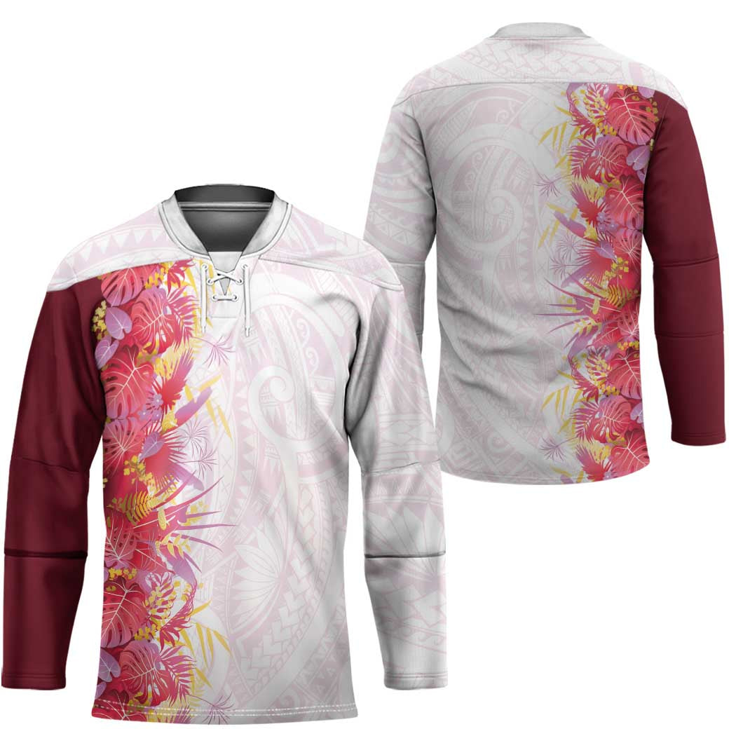 Hawaii Tropical Plant Akala Hockey Jersey Vibrant Polynesian Pattern LT01 - Polynesian Pride