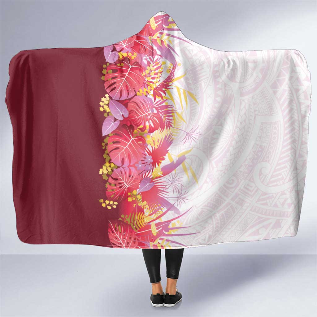 Hawaii Tropical Plant Akala Hooded Blanket Vibrant Polynesian Pattern LT01 One Size Pink - Polynesian Pride