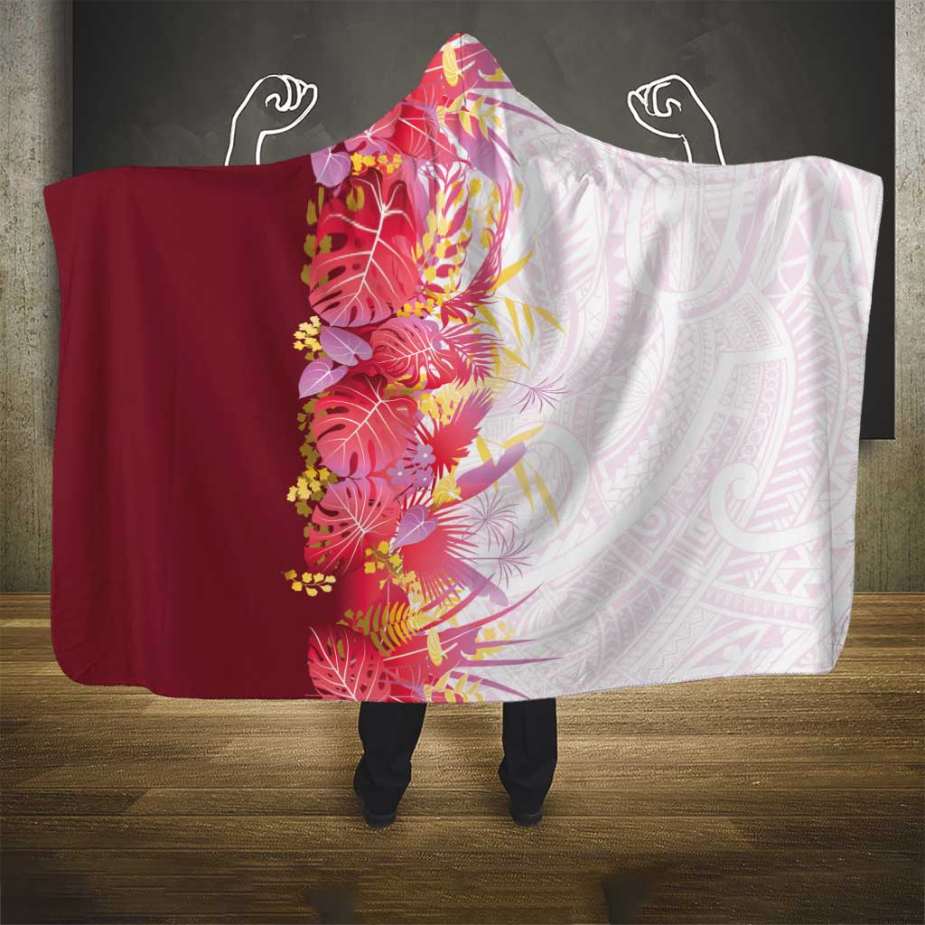Hawaii Tropical Plant Akala Hooded Blanket Vibrant Polynesian Pattern LT01 - Polynesian Pride