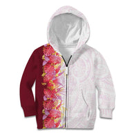 Hawaii Tropical Plant Akala Kid Hoodie Vibrant Polynesian Pattern LT01 Zip Hoodie Pink - Polynesian Pride