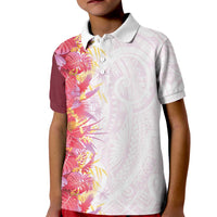 Hawaii Tropical Plant Akala Kid Polo Shirt Vibrant Polynesian Pattern LT01 Kid Pink - Polynesian Pride