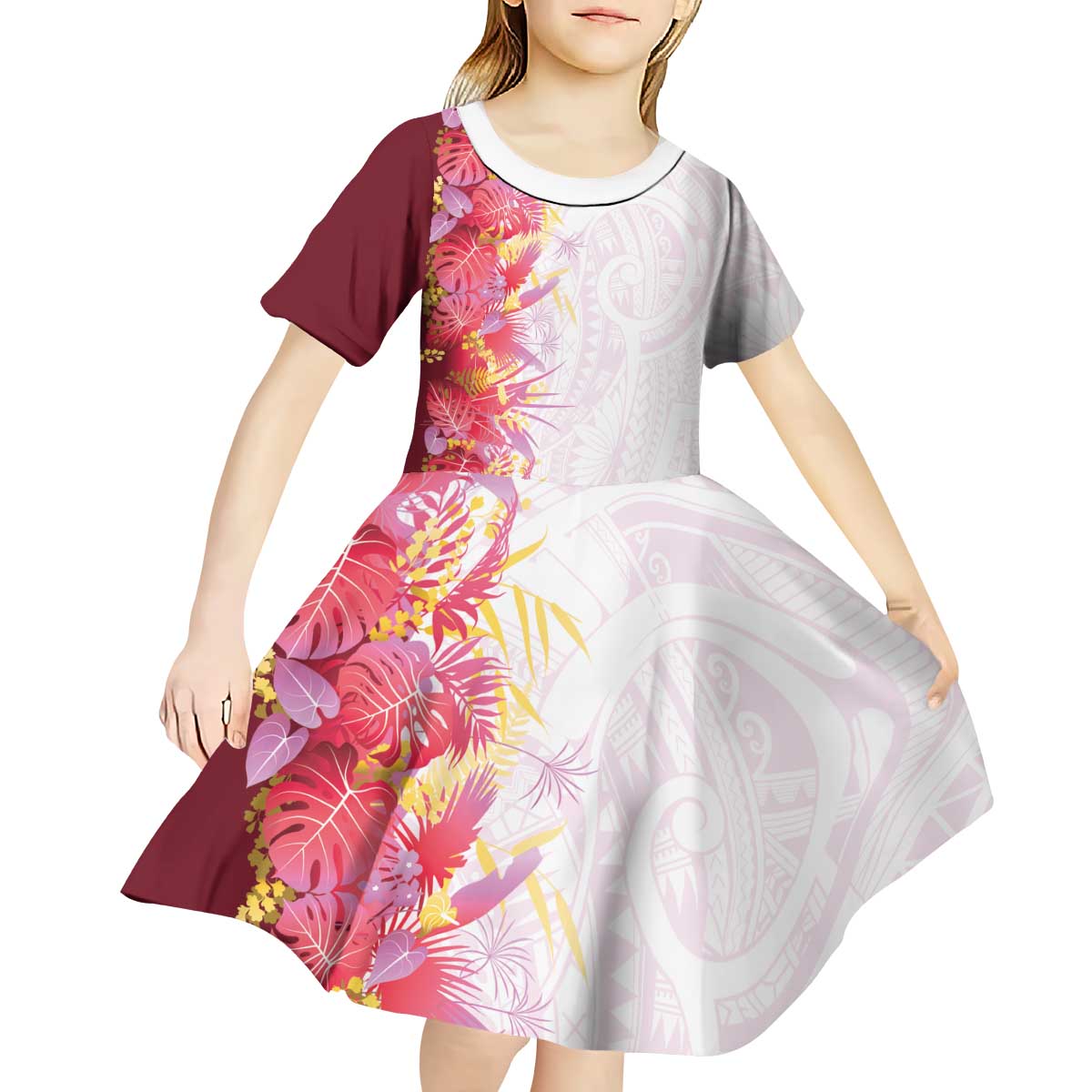 Hawaii Tropical Plant Akala Kid Short Sleeve Dress Vibrant Polynesian Pattern LT01 - Polynesian Pride