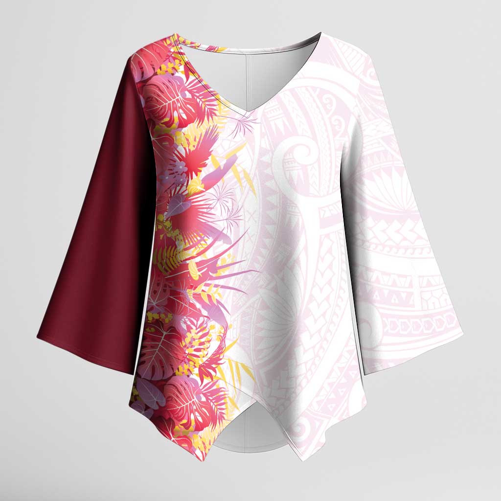 Hawaii Tropical Plant Akala Kimono Sleeve Blouse Vibrant Polynesian Pattern LT01 Female Pink - Polynesian Pride