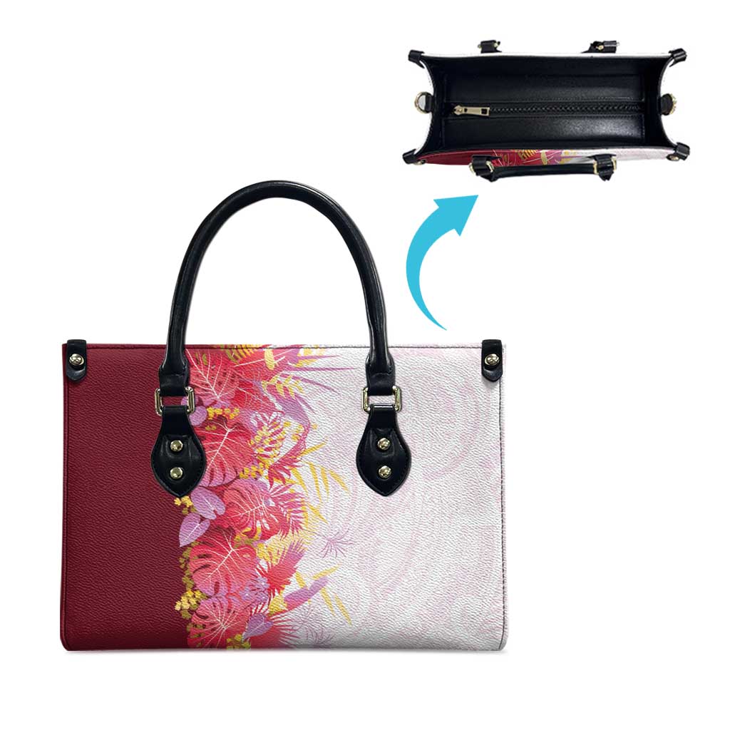 Hawaii Tropical Plant Akala Leather Bag Vibrant Polynesian Pattern LT01 - Polynesian Pride