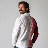 Hawaii Tropical Plant Akala Long Sleeve Polo Shirt Vibrant Polynesian Pattern LT01 - Polynesian Pride