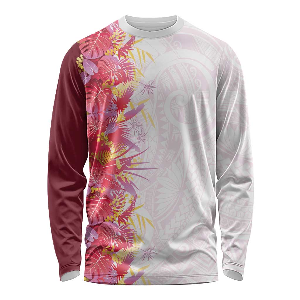 Hawaii Tropical Plant Akala Long Sleeve Shirt Vibrant Polynesian Pattern LT01 Unisex Pink - Polynesian Pride