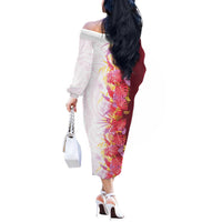 Hawaii Tropical Plant Akala Off The Shoulder Long Sleeve Dress Vibrant Polynesian Pattern LT01 - Polynesian Pride