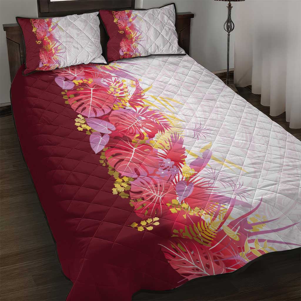 Hawaii Tropical Plant Akala Quilt Bed Set Vibrant Polynesian Pattern LT01 Pink - Polynesian Pride