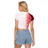 Hawaii Tropical Plant Akala Raglan Cropped T Shirt Vibrant Polynesian Pattern LT01 - Polynesian Pride