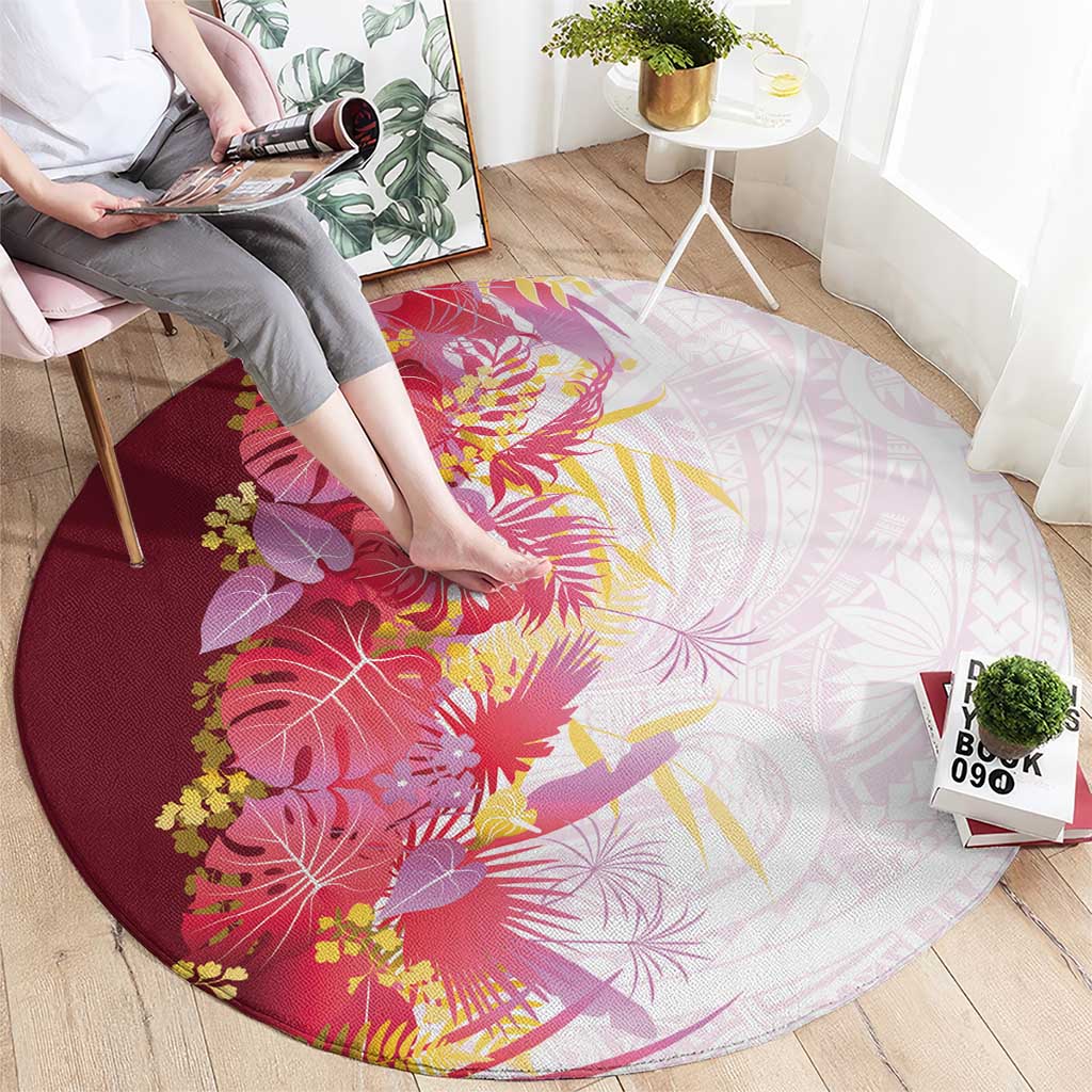 Hawaii Tropical Plant Akala Round Carpet Vibrant Polynesian Pattern LT01 - Polynesian Pride