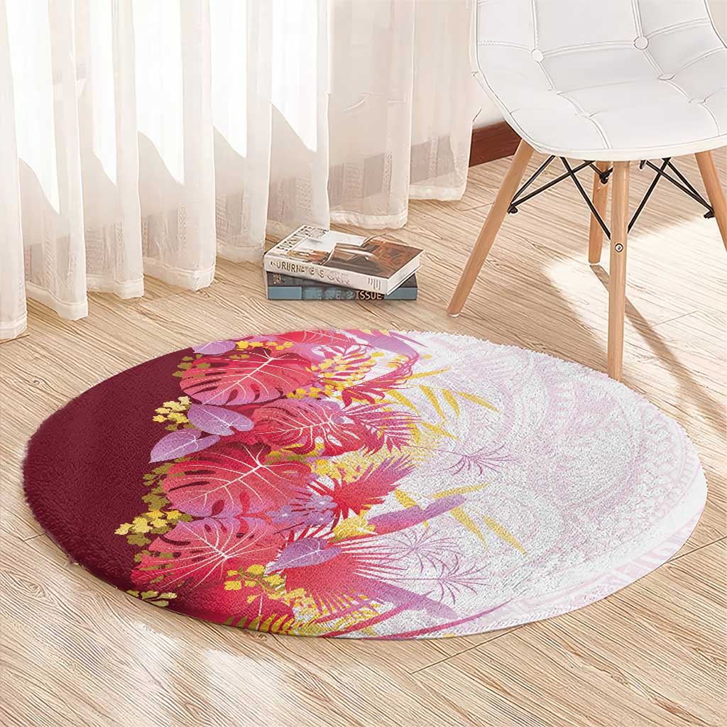 Hawaii Tropical Plant Akala Round Carpet Vibrant Polynesian Pattern LT01 - Polynesian Pride
