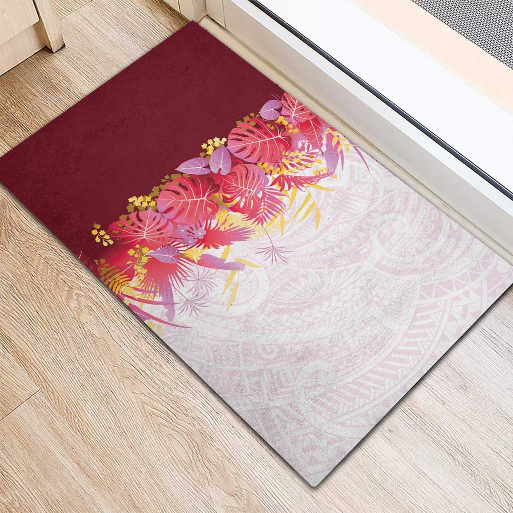 Hawaii Tropical Plant Akala Rubber Doormat Vibrant Polynesian Pattern LT01 - Polynesian Pride