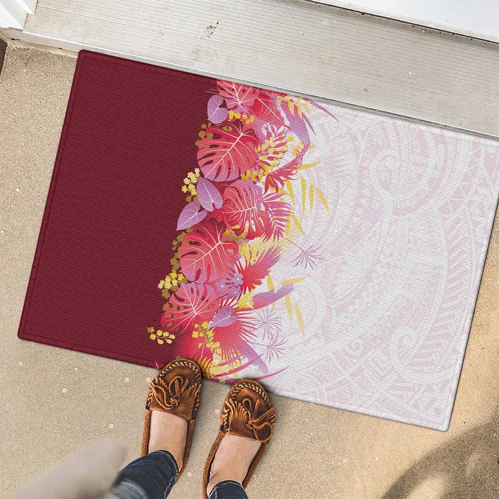 Hawaii Tropical Plant Akala Rubber Doormat Vibrant Polynesian Pattern LT01 - Polynesian Pride