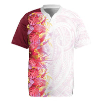 Hawaii Tropical Plant Akala Rugby Jersey Vibrant Polynesian Pattern LT01 Pink - Polynesian Pride
