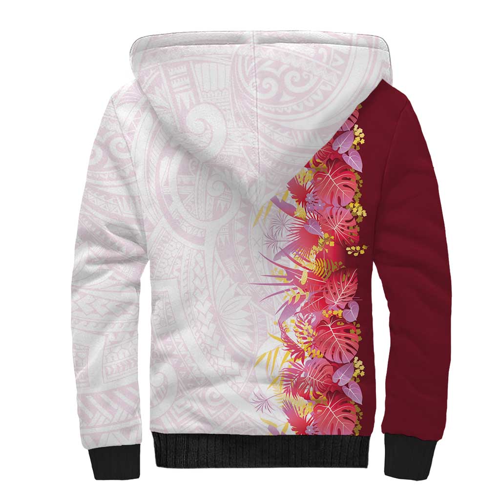 Hawaii Tropical Plant Akala Sherpa Hoodie Vibrant Polynesian Pattern LT01 - Polynesian Pride