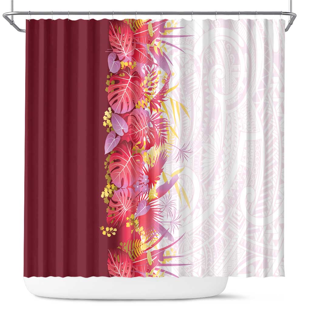 Hawaii Tropical Plant Akala Shower Curtain Vibrant Polynesian Pattern LT01 Pink - Polynesian Pride