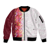 Hawaii Tropical Plant Akala Sleeve Zip Bomber Jacket Vibrant Polynesian Pattern LT01 Unisex Pink - Polynesian Pride