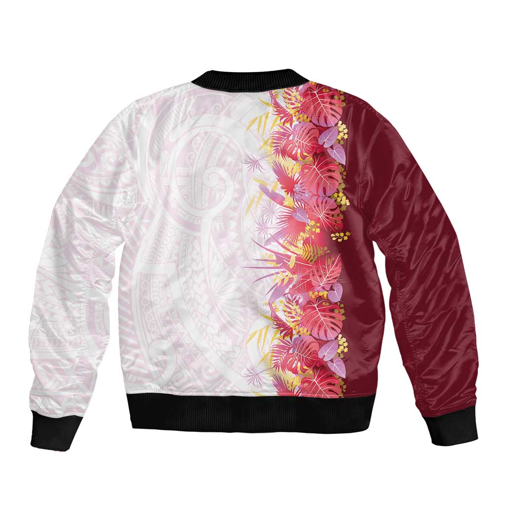 Hawaii Tropical Plant Akala Sleeve Zip Bomber Jacket Vibrant Polynesian Pattern LT01 - Polynesian Pride