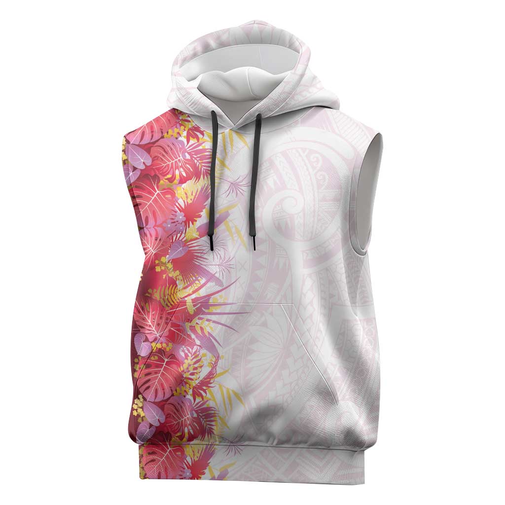 Hawaii Tropical Plant Akala Sleeveless Hoodie Vibrant Polynesian Pattern LT01 Pink - Polynesian Pride